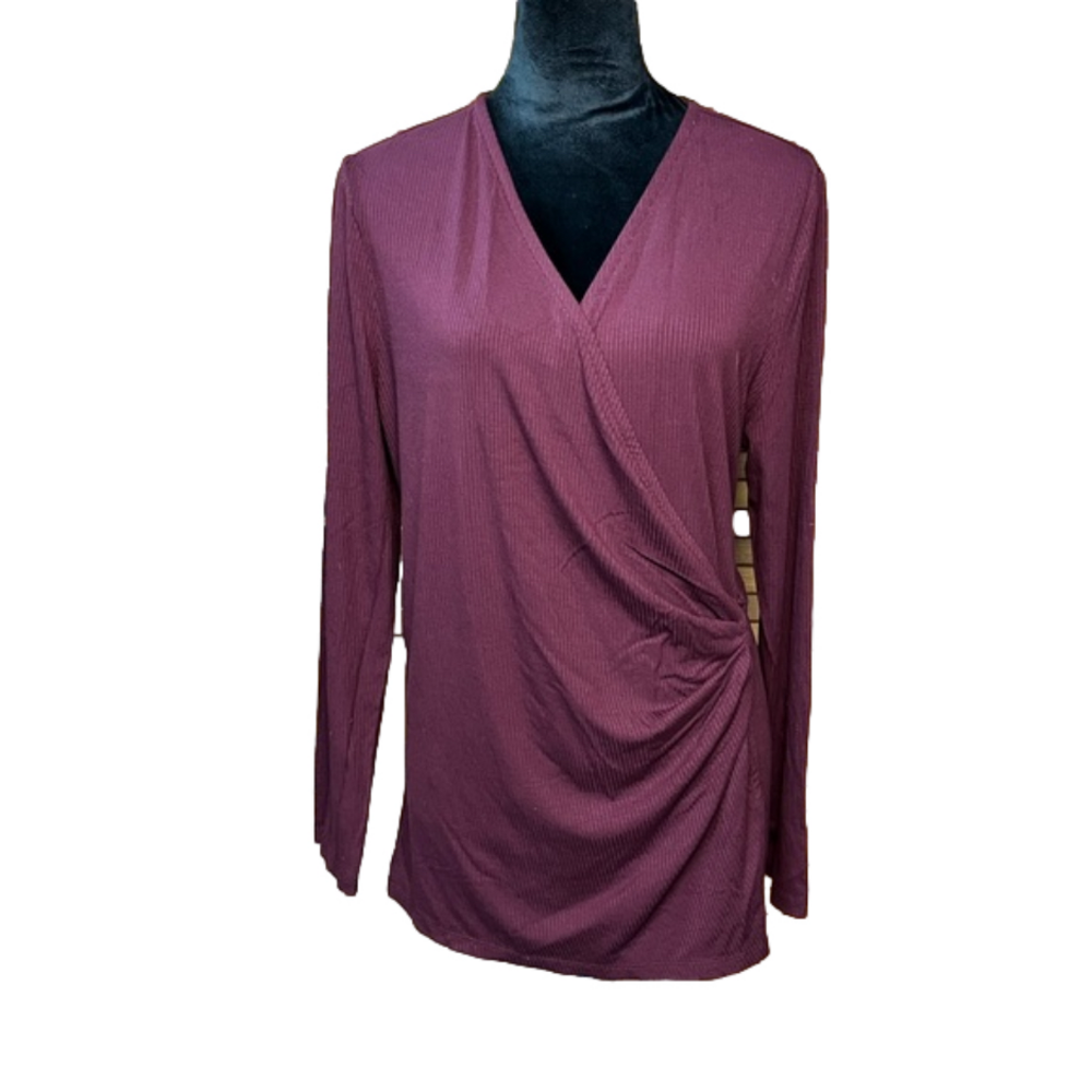 Ralph Lauren Plum Wrap-Style Long Sleeve Top